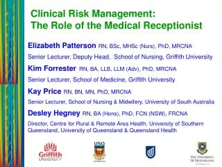 Clinical Risk Management: The Role of the Medical Receptionist