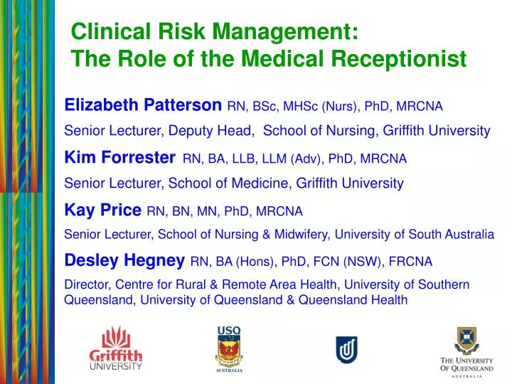 clinical risk management the role of the medical receptionist