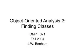 Object-Oriented Analysis 2: Finding Classes