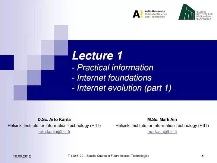 lecture 1 practical information internet foundations internet evolution part 1