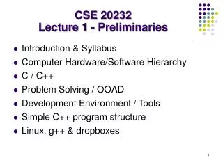 CSE 20232 Lecture 1 - Preliminaries
