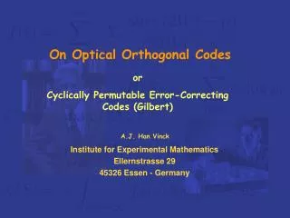 On Optical Orthogonal Codes