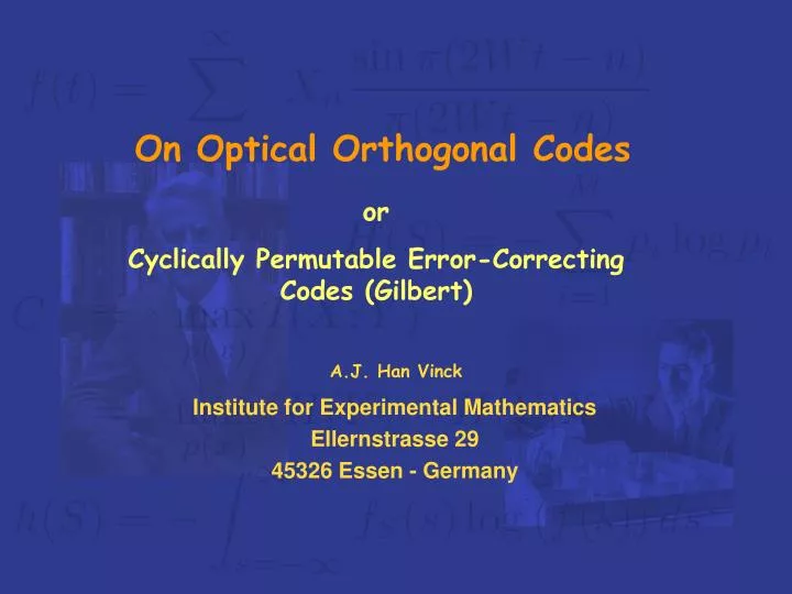 on optical orthogonal codes
