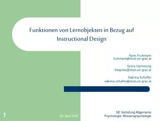 funktionen von lernobjekten in bezug auf instructional design