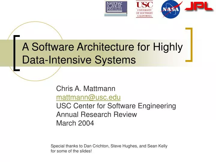 a software architecture for highly data intensive systems