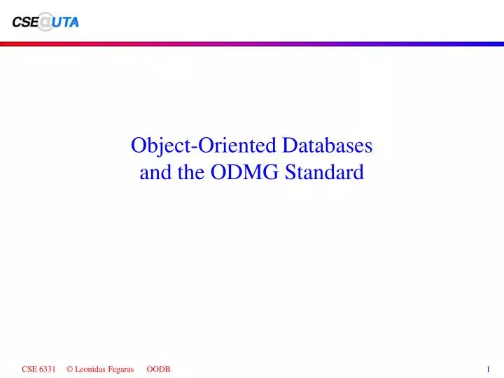 object oriented databases and the odmg standard