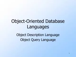 Object-Oriented Database Languages