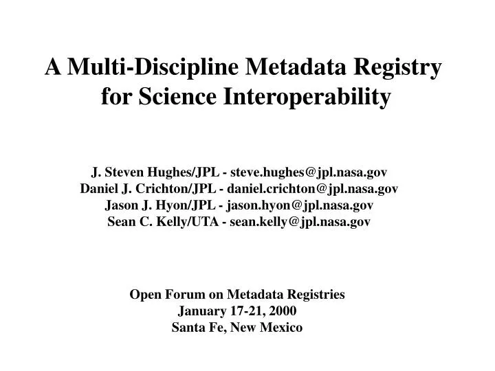 a multi discipline metadata registry for science interoperability