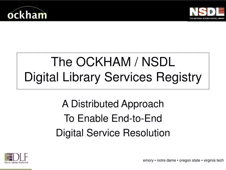 the ockham nsdl digital library services registry