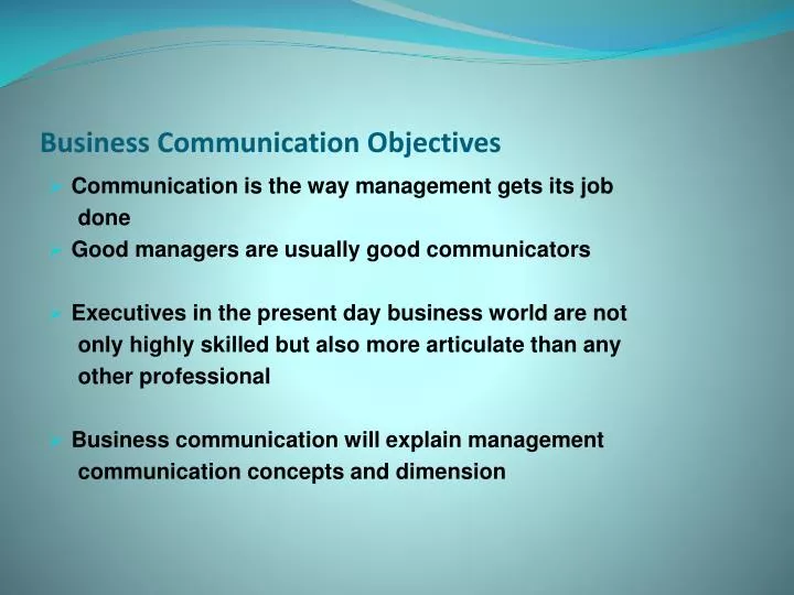 business communication objectives