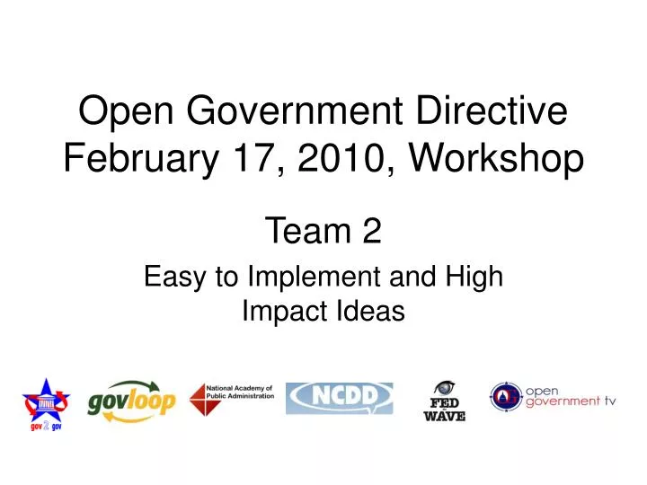 open government directive february 17 2010 workshop