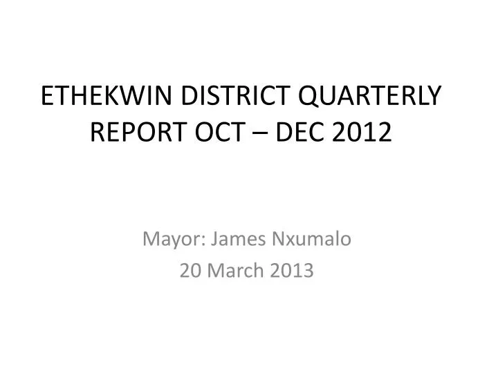 ethekwin district quarterly report oct dec 2012