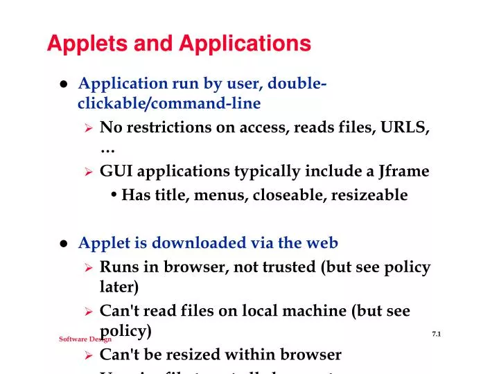 applets and applications