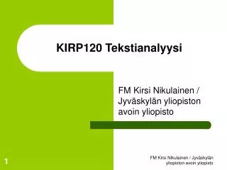 kirp120 tekstianalyysi