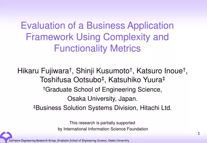 evaluation of a business application framework using complexity and functionality metrics