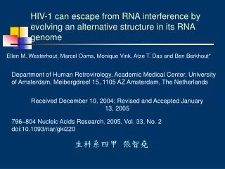 HIV-1 can escape from RNA interference by evolving an alternative structure in its RNA genome