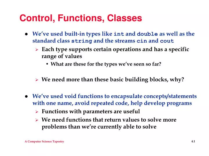 control functions classes