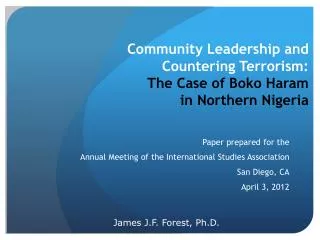 Community Leadership and Countering Terrorism: The Case of Boko Haram in Northern Nigeria