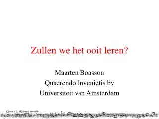 zullen we het ooit leren