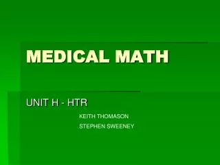 MEDICAL MATH