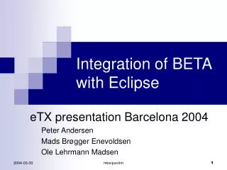 Integration of BETA with Eclipse