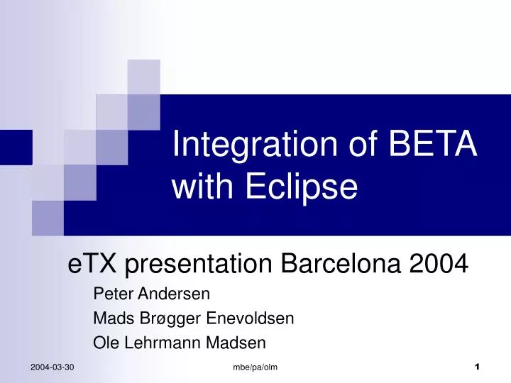 integration of beta with eclipse