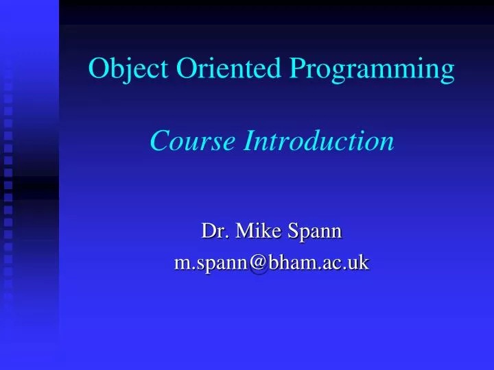 object oriented programming course introduction