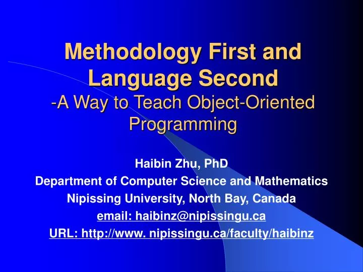 methodology first and language second a way to teach object oriented programming