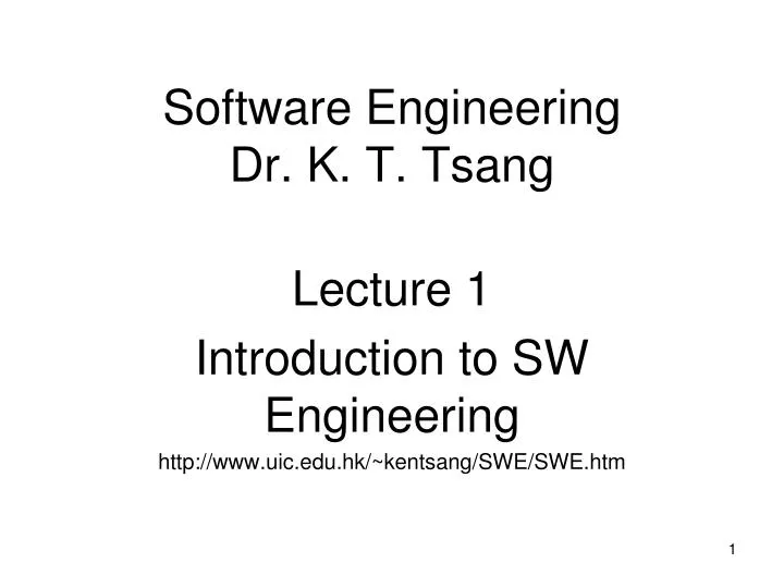 software engineering dr k t tsang