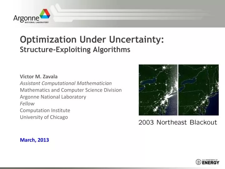 optimization under uncertainty structure exploiting algorithms