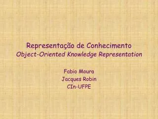 representa o de conhecimento object oriented knowledge representation