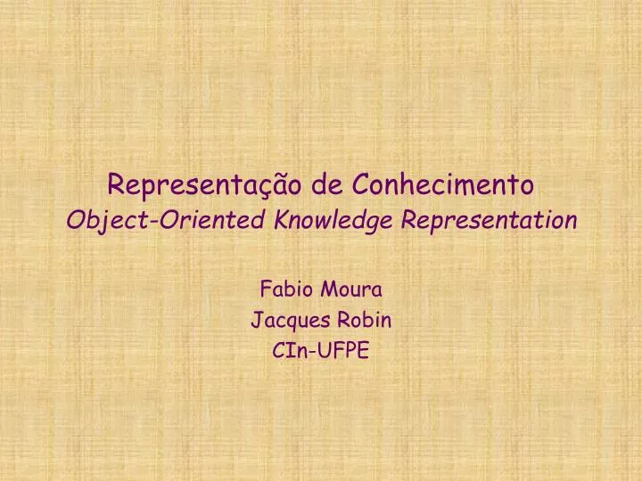 representa o de conhecimento object oriented knowledge representation