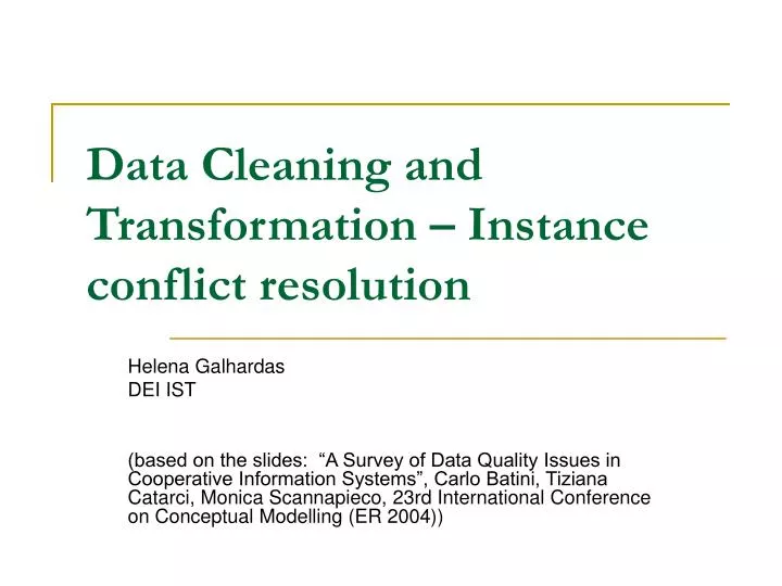 data cleaning and transformation instance conflict resolution