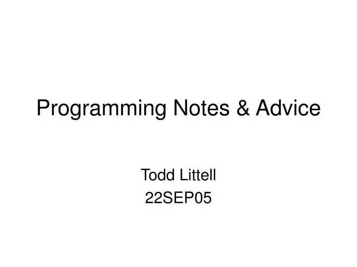 programming notes advice