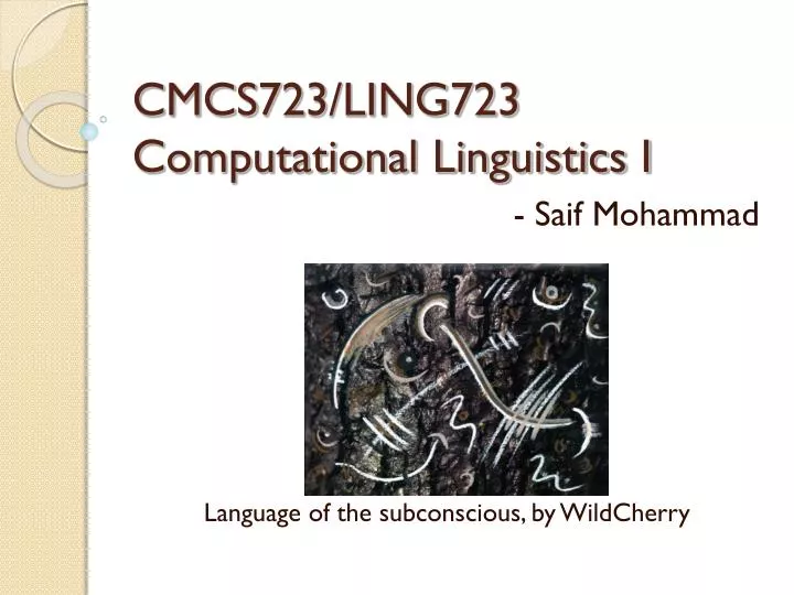 cmcs723 ling723 computational linguistics i