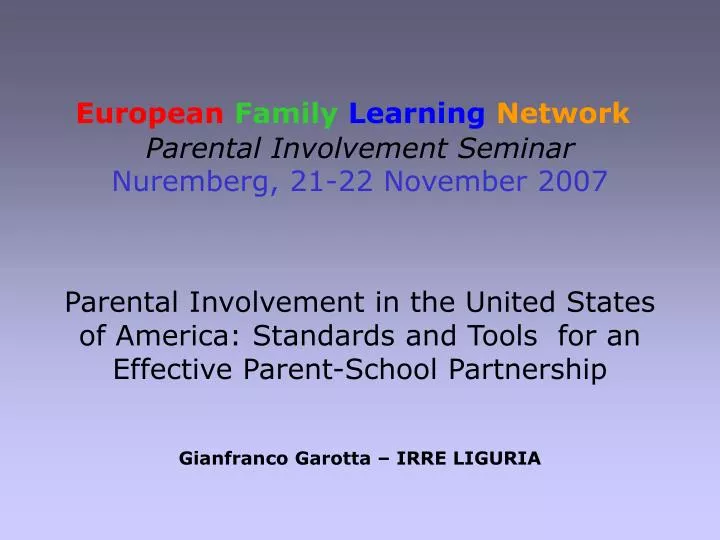 european family learning network parental involvement seminar nuremberg 21 22 november 2007