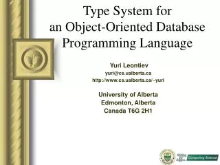 Type System for an Object-Oriented Database Programming Language