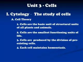 Unit 3 - Cells