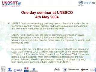 One-day seminar at UNESCO 4th May 2004