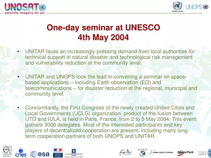 one day seminar at unesco 4th may 2004