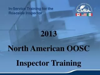 In-Service Training for the Roadside Inspector