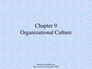 chapter 9 organizational culture