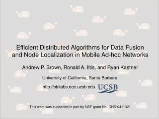 efficient distributed algorithms for data fusion and node localization in mobile ad hoc networks