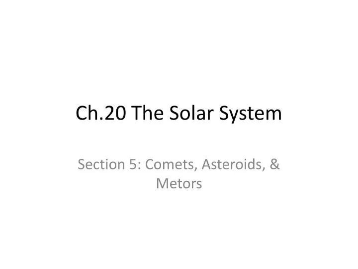 ch 20 the solar system