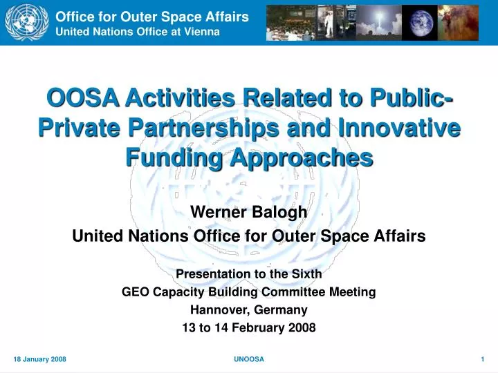 oosa activities related to public private partnerships and innovative funding approaches