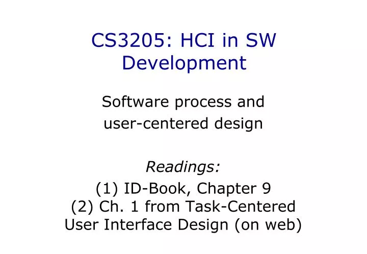 cs3205 hci in sw development