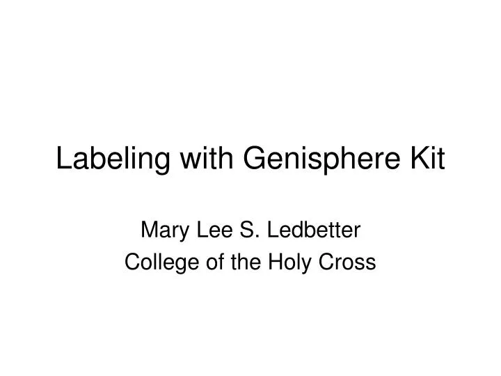 labeling with genisphere kit