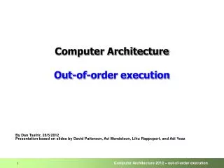 Computer Architecture Out-of-order execution