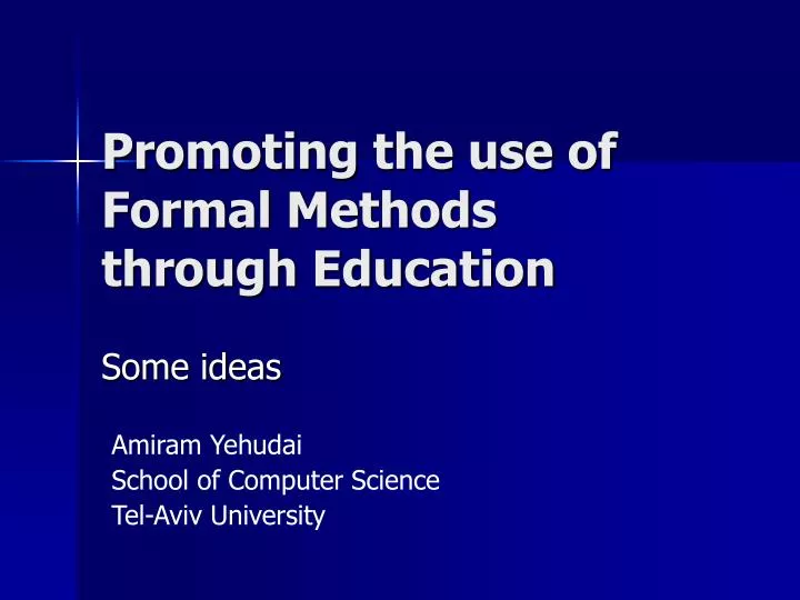 promoting the use of formal methods through education