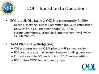 OOI - Transition to Operations
